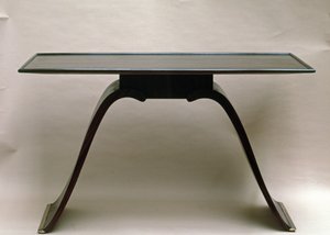 Stół z hebanu Macassin, z mosiężnymi nóżkami, autorstwa Emile Jacques Ruhlmann, ok. 1930-32